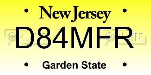 D84MFR New Jersey License Plate
