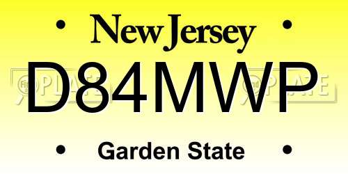 D84MWP New Jersey License Plate