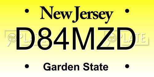 D84MZD New Jersey License Plate