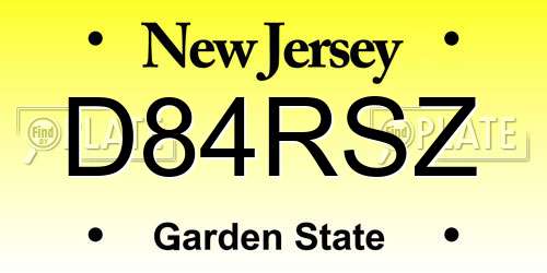 D84RSZ New Jersey License Plate