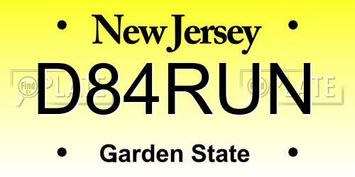 D84RUN New Jersey License Plate