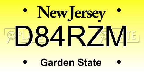 D84RZM New Jersey License Plate