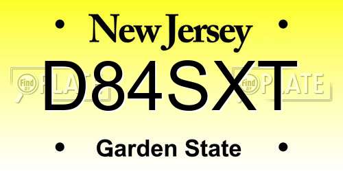 D84SXT New Jersey License Plate