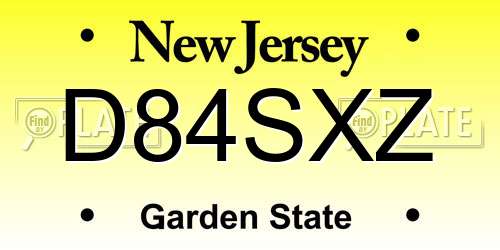 D84SXZ New Jersey License Plate