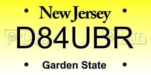 D84UBR New Jersey License Plate