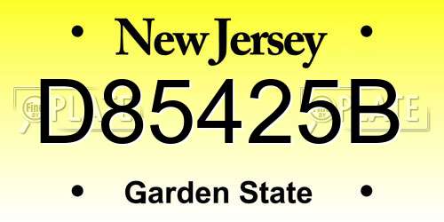 D85425B New Jersey License Plate