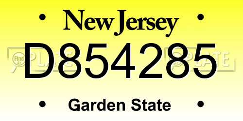 D854285 New Jersey License Plate