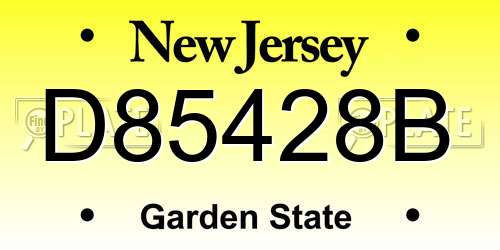 D85428B New Jersey License Plate