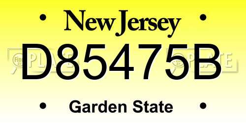 D85475B New Jersey License Plate