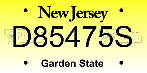 D85475S New Jersey License Plate