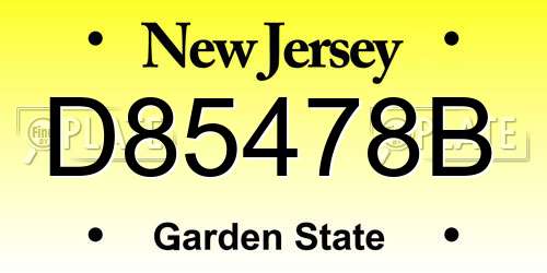 D85478B New Jersey License Plate