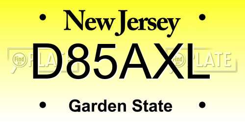 D85AXL New Jersey License Plate