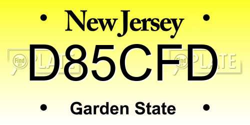 D85CFD New Jersey License Plate
