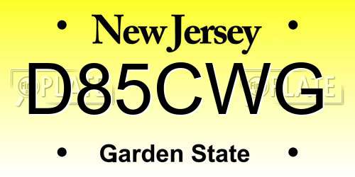 D85CWG New Jersey License Plate