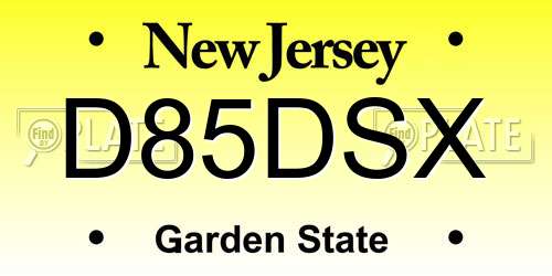 D85DSX New Jersey License Plate