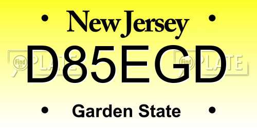 D85EGD New Jersey License Plate