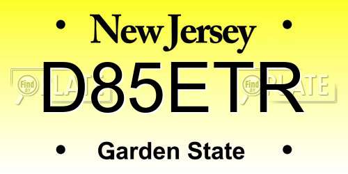 D85ETR New Jersey License Plate