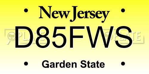 D85FWS New Jersey License Plate