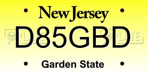 D85GBD New Jersey License Plate