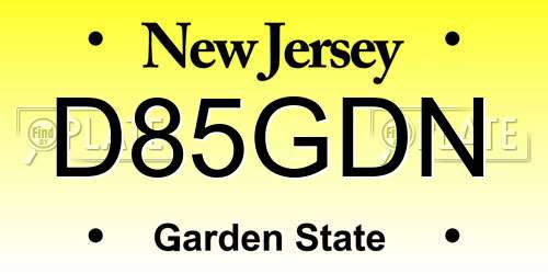 D85GDN New Jersey License Plate