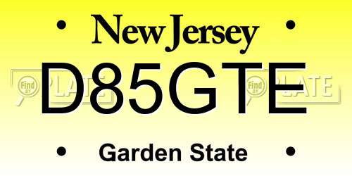 D85GTE New Jersey License Plate