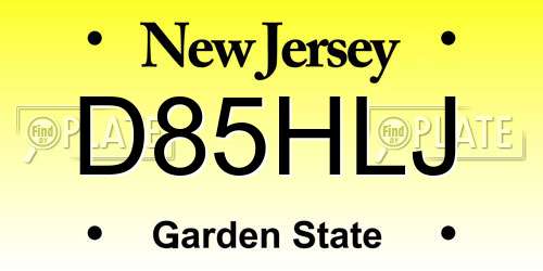 D85HLJ New Jersey License Plate