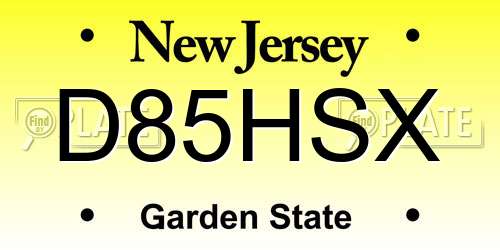 D85HSX New Jersey License Plate