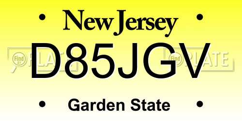 D85JGV New Jersey License Plate