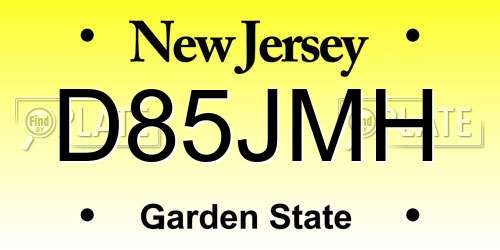 D85JMH New Jersey License Plate