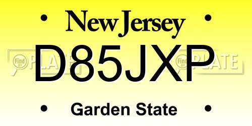 D85JXP New Jersey License Plate