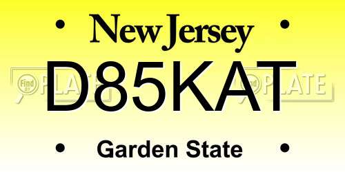 D85KAT New Jersey License Plate
