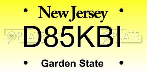 D85KBI New Jersey License Plate