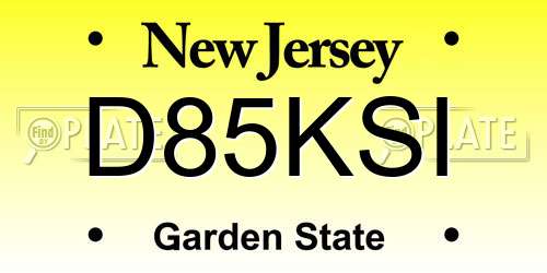 D85KSI New Jersey License Plate