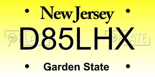 D85LHX New Jersey License Plate