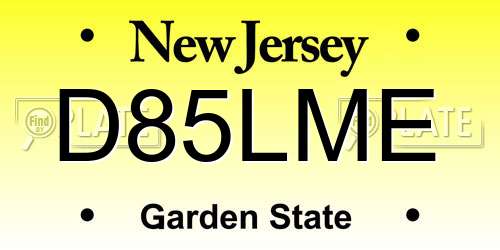 D85LME New Jersey License Plate