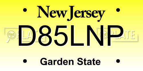 D85LNP New Jersey License Plate