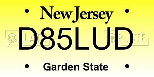 D85LUD New Jersey License Plate