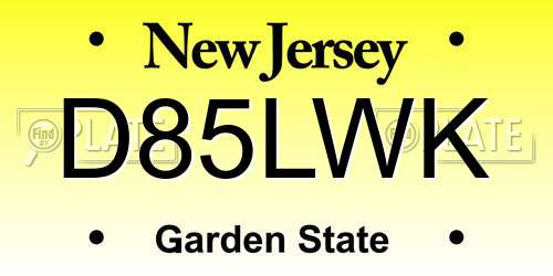 D85LWK New Jersey License Plate
