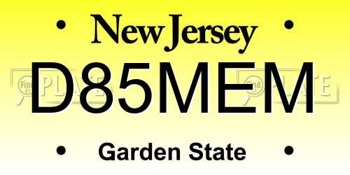 D85MEM New Jersey License Plate