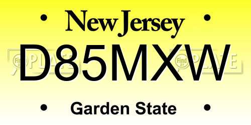 D85MXW New Jersey License Plate