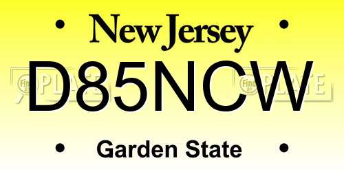 D85NCW New Jersey License Plate