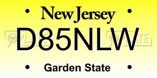 D85NLW New Jersey License Plate