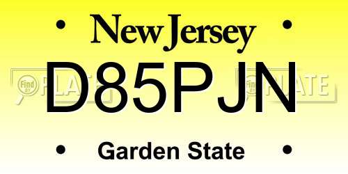 D85PJN New Jersey License Plate