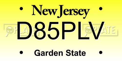 D85PLV New Jersey License Plate