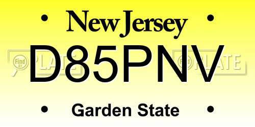 D85PNV New Jersey License Plate