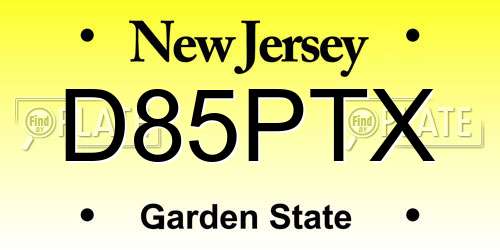D85PTX New Jersey License Plate