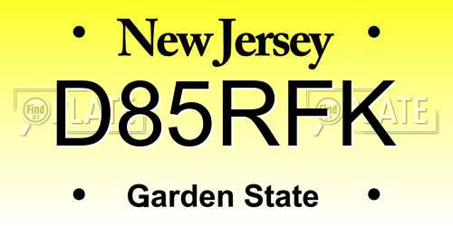 D85RFK New Jersey License Plate