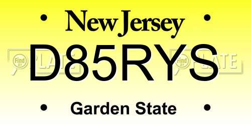 D85RYS New Jersey License Plate