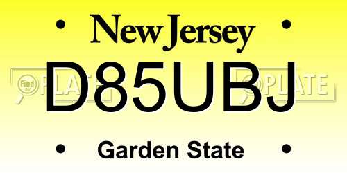 D85UBJ New Jersey License Plate