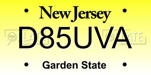 D85UVA New Jersey License Plate
